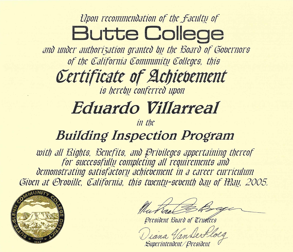 Butte College Building Inspection Technology program